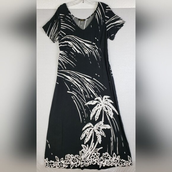 JAMS WORLD 'Bay Breeze' Maxi Dress Rayon Tropical Print Hawaiian size M V-neck - Picture 4 of 9